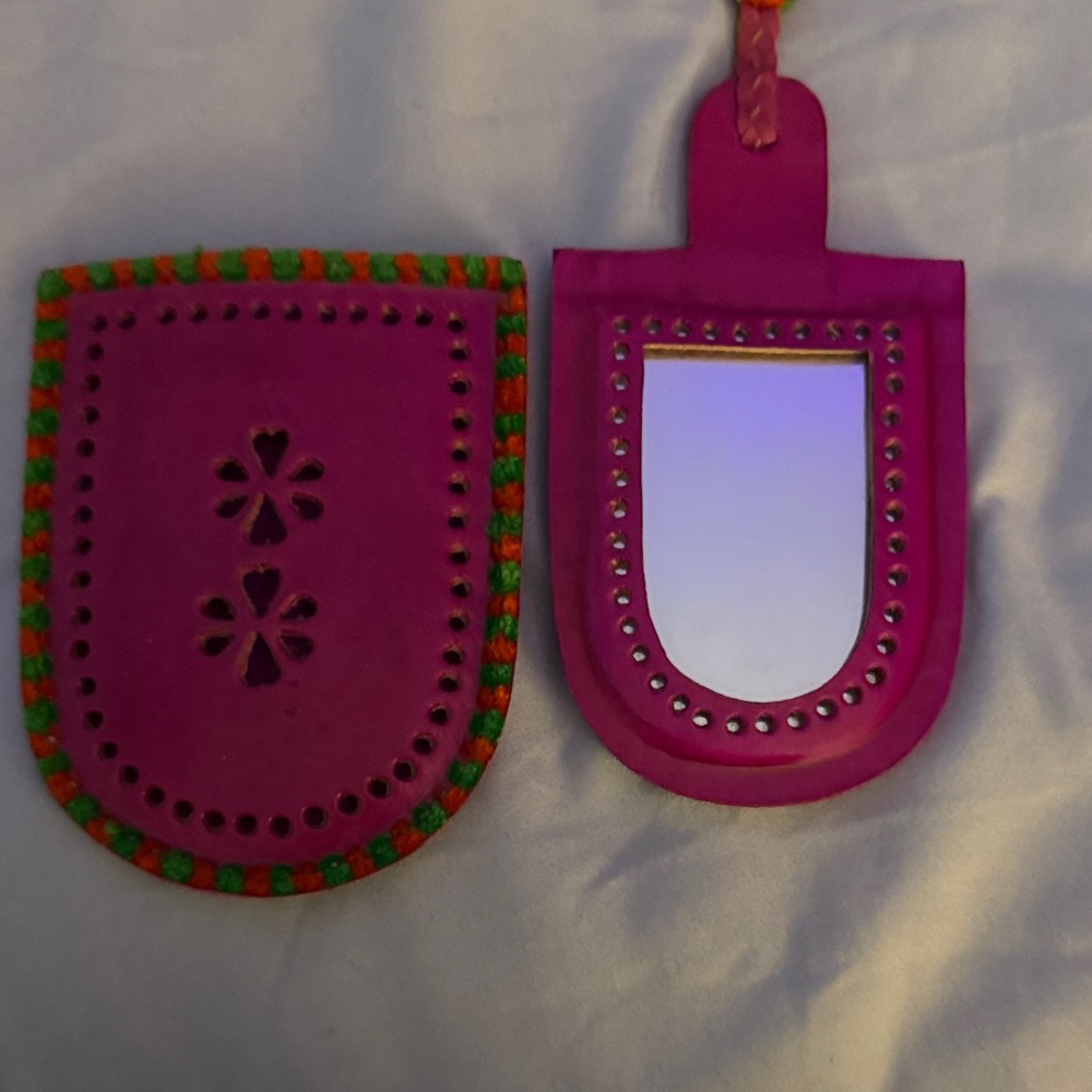 Elegant Purple leather Mirror w/case